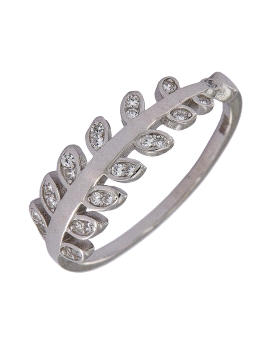 Anillo hoja solitario circonita, Plata 925 MM- Joyas Marisol