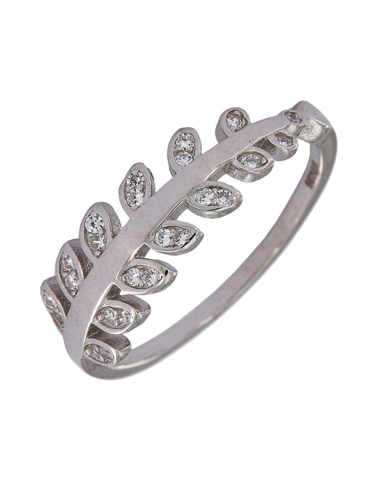 Anillo hoja solitario circonita, Plata 925 MM- Joyas Marisol