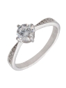 Anillo plata solitario con circonita central y pavé lateral en plata de ley 925