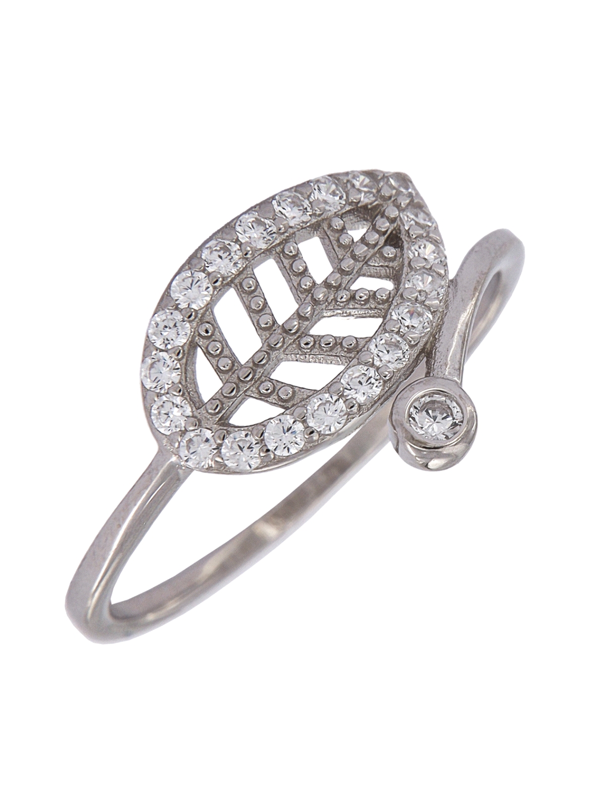 Precioso Anillo de Plata de hoja elaborado en plata con circonitas Plata de Primera de Ley. <BR><BR>COMPOSICIÓN<BR><BR>Material: