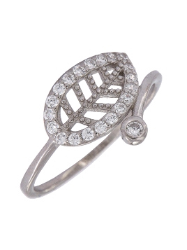 Precioso Anillo de Plata de hoja elaborado en plata con circonitas Plata de Primera de Ley. <BR><BR>COMPOSICIÓN<BR><BR>Material: