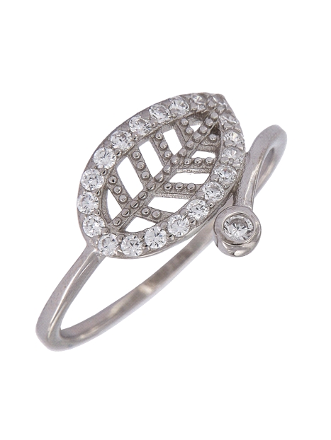 Precioso Anillo de Plata de hoja elaborado en plata con circonitas Plata de Primera de Ley. <BR><BR>COMPOSICIÓN<BR><BR>Material: