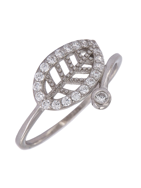 Precioso Anillo de Plata de hoja elaborado en plata con circonitas Plata de Primera de Ley. <BR><BR>COMPOSICIÓN<BR><BR>Material: