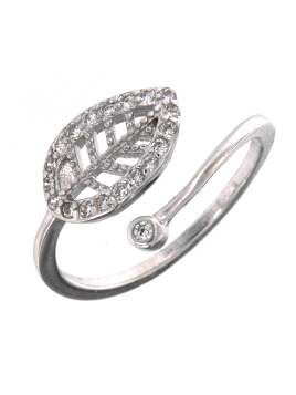 Precioso Anillo de Plata de hoja elaborado en plata con circonitas Plata de Primera de Ley. <BR><BR>COMPOSICIÓN<BR><BR>Material: