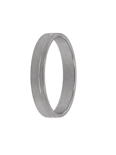 Anillo de boda hecho con Plata de Primera Ley 925MM.

Alianza fina con un diseño en acabado mate realizado horizontalmente en 