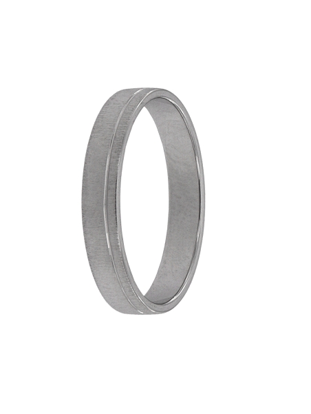 Anillo de boda hecho con Plata de Primera Ley 925MM.

Alianza fina con un diseño en acabado mate realizado horizontalmente en 