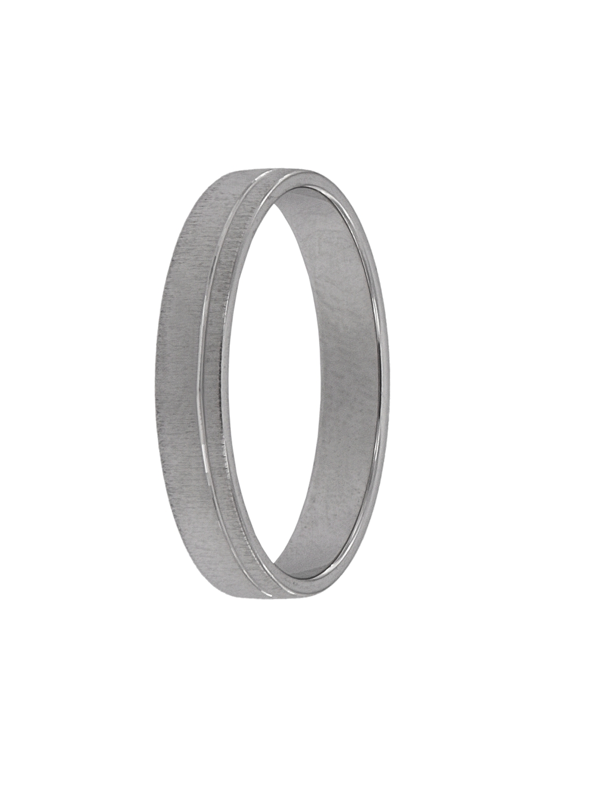 Anillo de boda hecho con Plata de Primera Ley 925MM.

Alianza fina con un diseño en acabado mate realizado horizontalmente en 