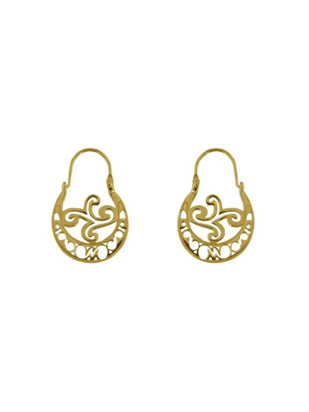 Pendientes aro canario dorado calado 18 mm de plata de ley