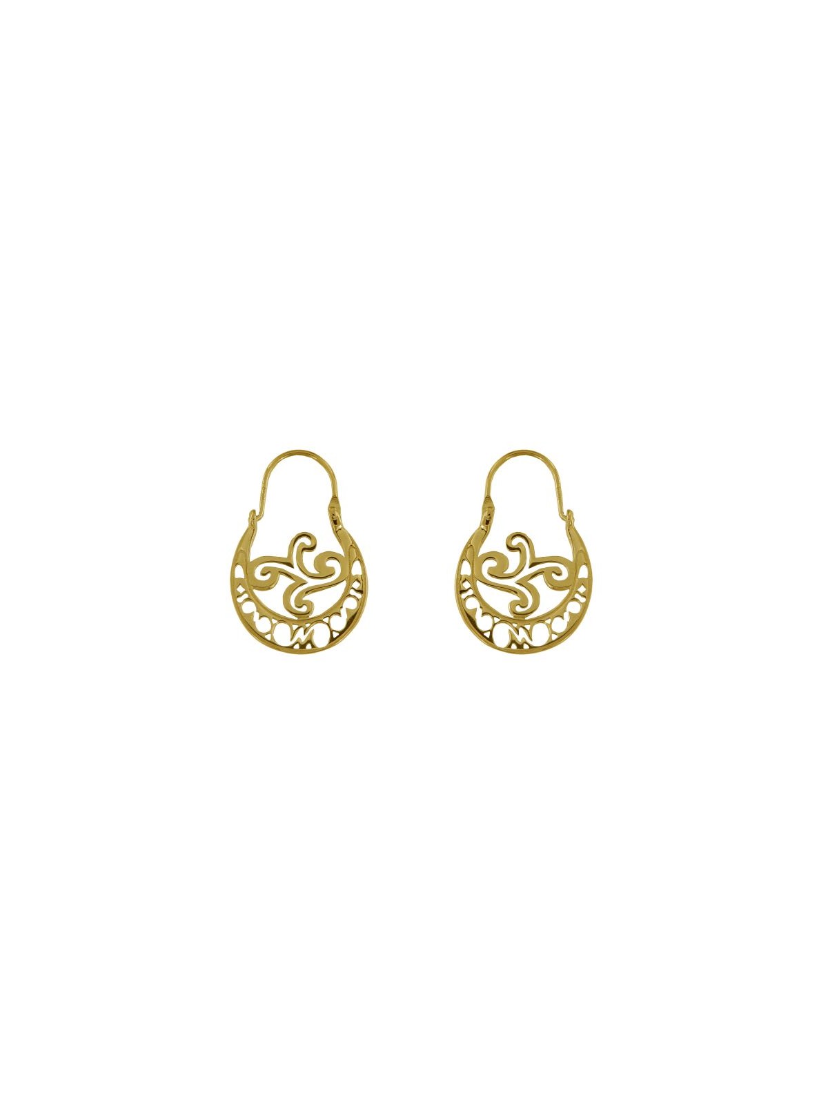 Pendientes aro canario dorado calado 18 mm de plata de ley