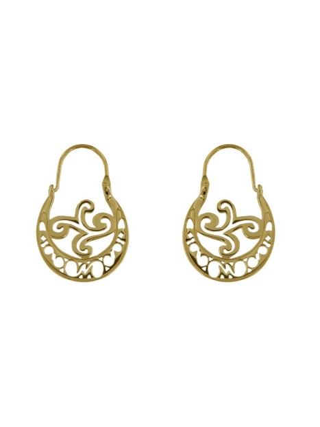 Pendientes aro canario dorado calado 24 mm de plata de ley