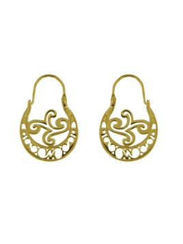 Pendientes aro canario dorado calado 30 mm de plata de ley