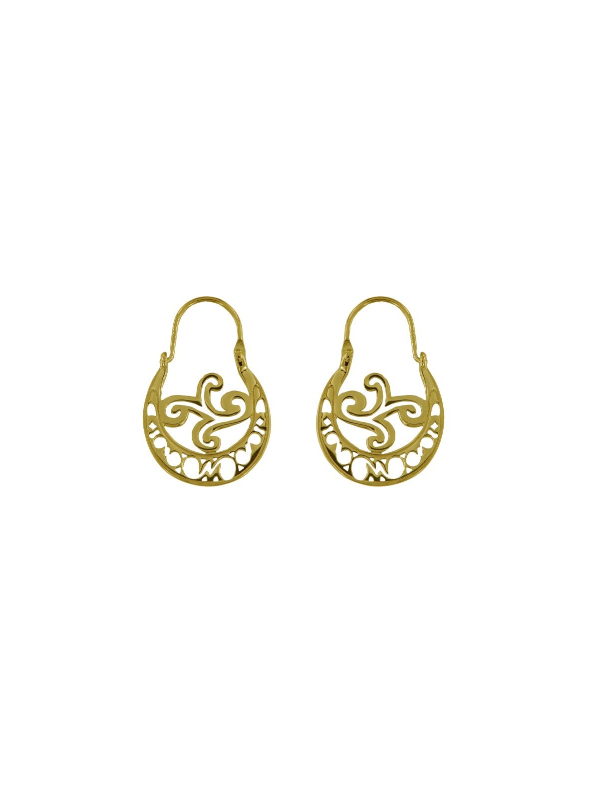 Pendientes aro canario dorado calado 30 mm de plata de ley