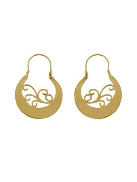 Pendientes aro canario dorado liso 30 mm de plata de ley