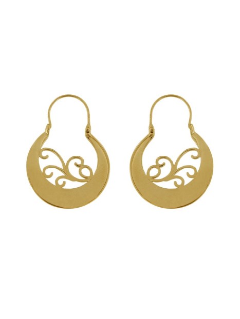 Pendientes aro canario dorado liso 30 mm de plata de ley