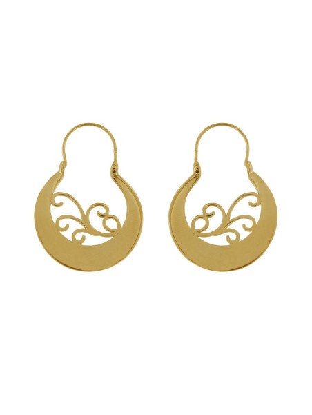 Pendientes aro canario dorado liso 30 mm de plata de ley
