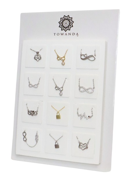 Expositor colgantes plata con capacidad para 12 piezas para joyerías