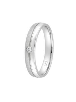 Alianza de plata con circonita y contraste mate brillante