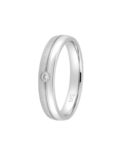 Alianza de plata con circonita y contraste mate brillante