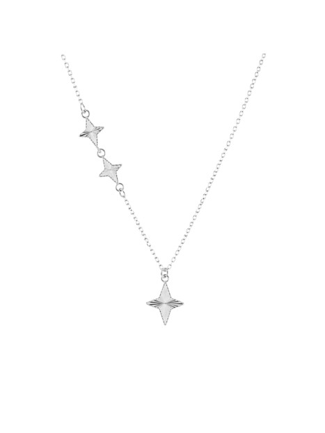 Gargantilla plata con estrellas de cuatro puntas