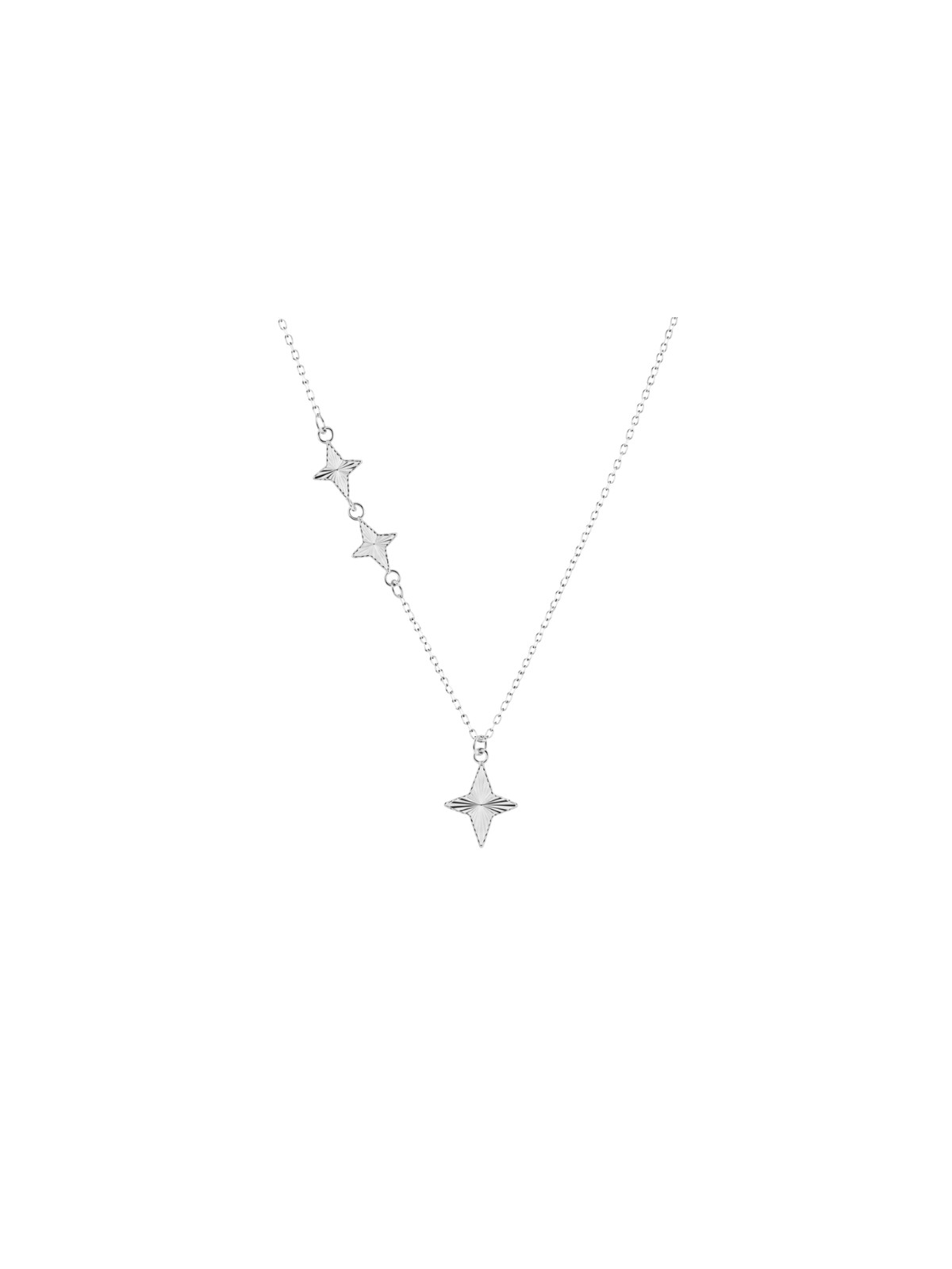 Gargantilla plata con estrellas de cuatro puntas