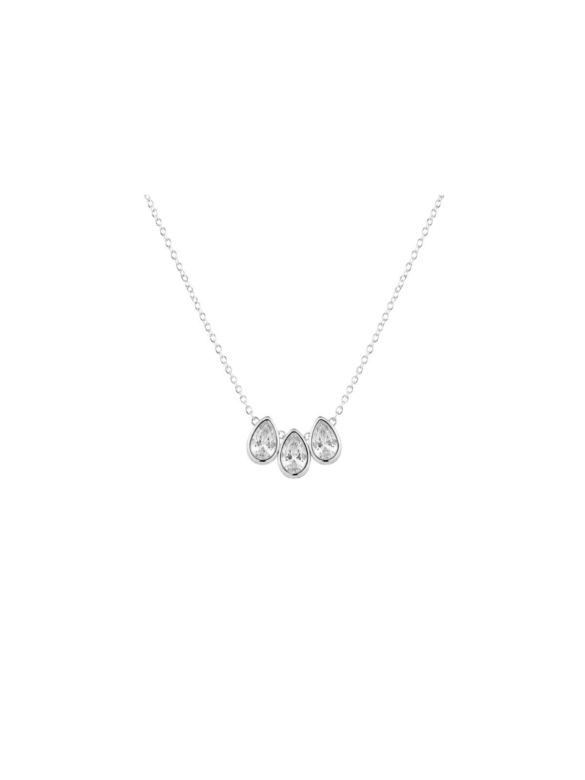 Gargantilla plata con tres lágrimas de circonitas blancas