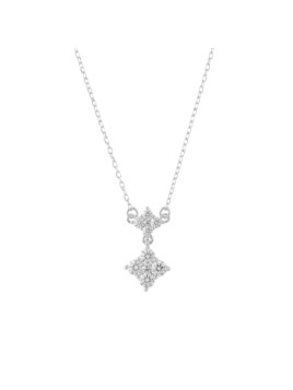 Gargantilla plata doble flor geométrica con circonitas blancas