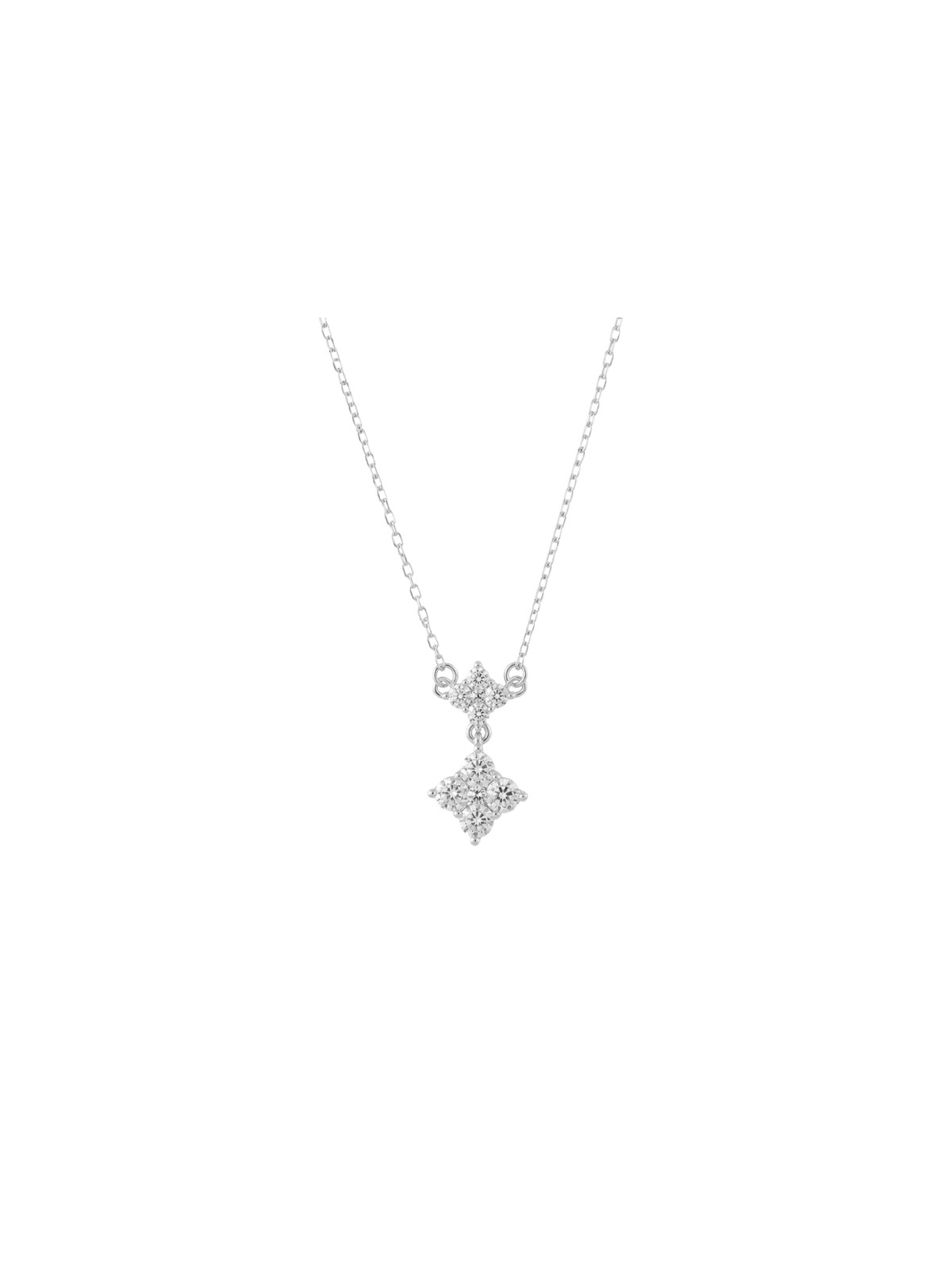Gargantilla plata doble flor geométrica con circonitas blancas