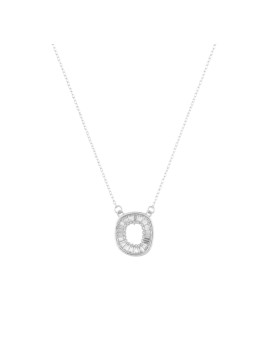 Gargantilla plata motivo oval con circonitas blancas
