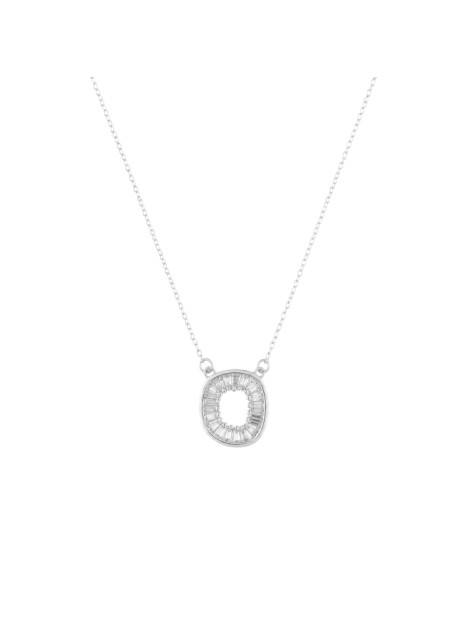 Gargantilla plata motivo oval con circonitas blancas