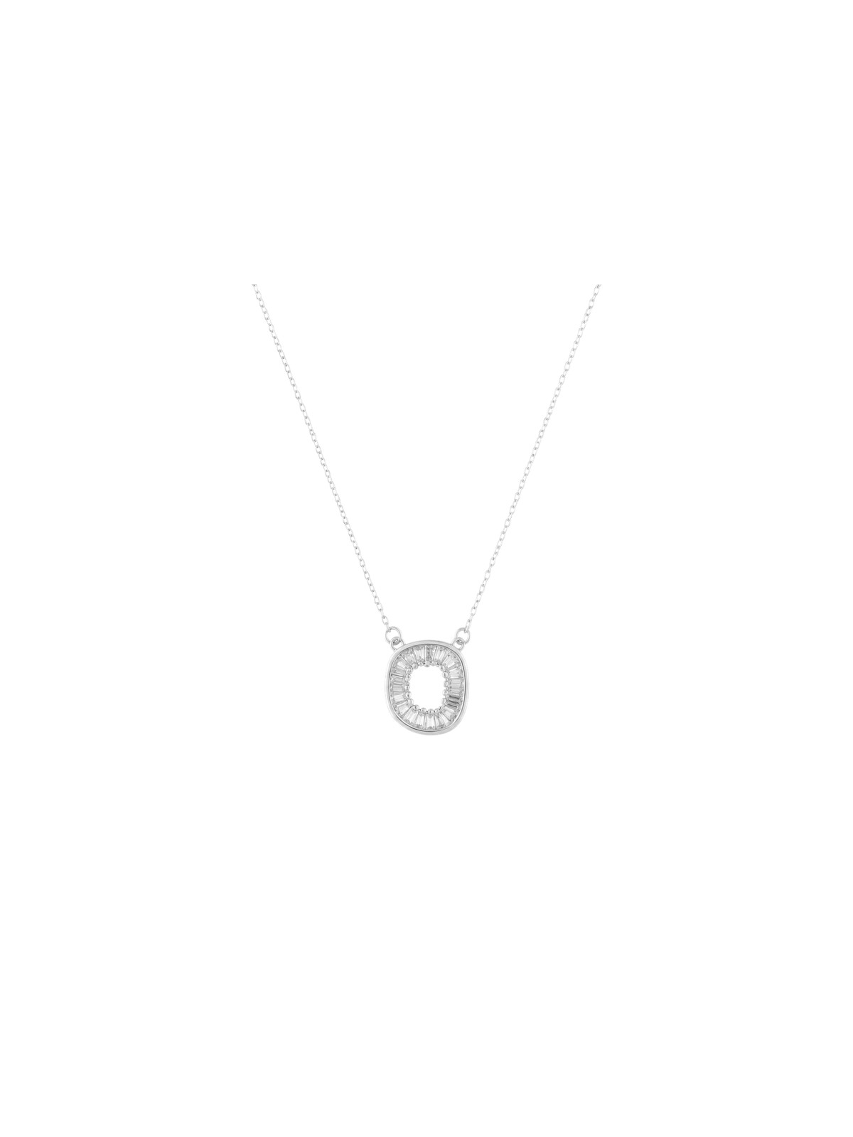 Gargantilla plata motivo oval con circonitas blancas
