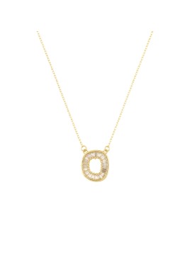 Gargantilla dorada motivo oval con circonitas blancas