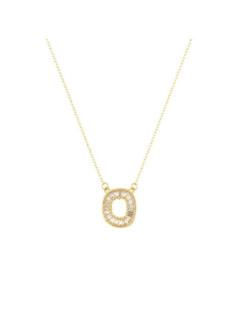 Gargantilla dorada motivo oval con circonitas blancas