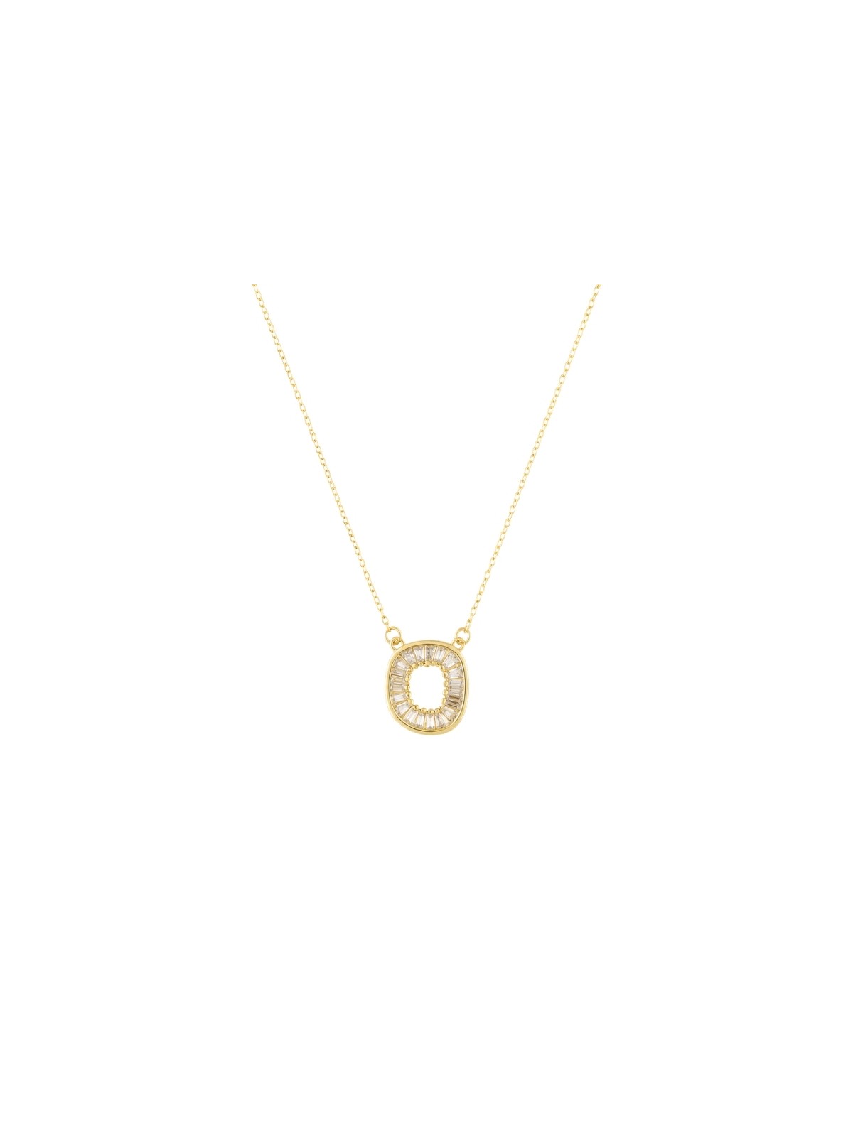 Gargantilla dorada motivo oval con circonitas blancas