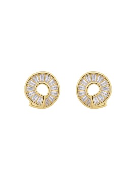 Pendientes dorados espiral con circonitas blancas
