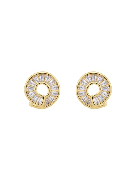 Pendientes dorados espiral con circonitas blancas
