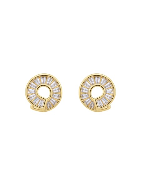 Pendientes dorados espiral con circonitas blancas