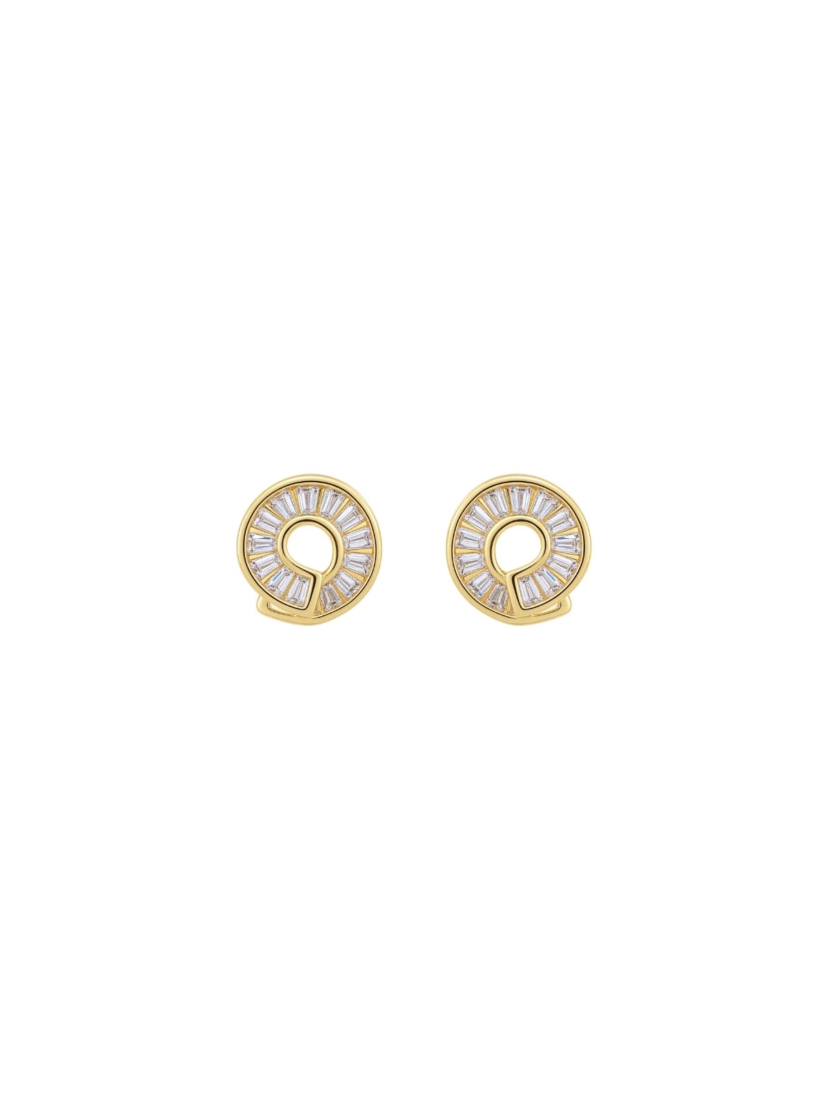 Pendientes dorados espiral con circonitas blancas