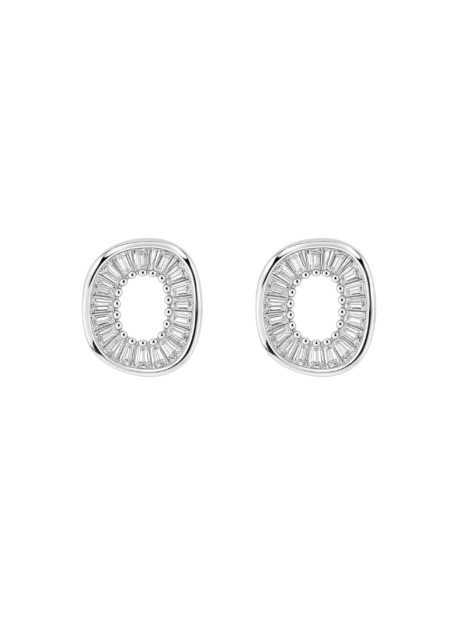 Pendientes plata motivo oval con circonitas blancas