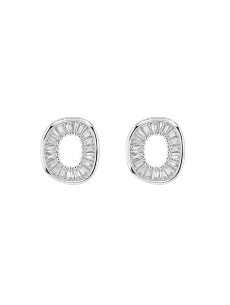 Pendientes plata motivo oval con circonitas blancas