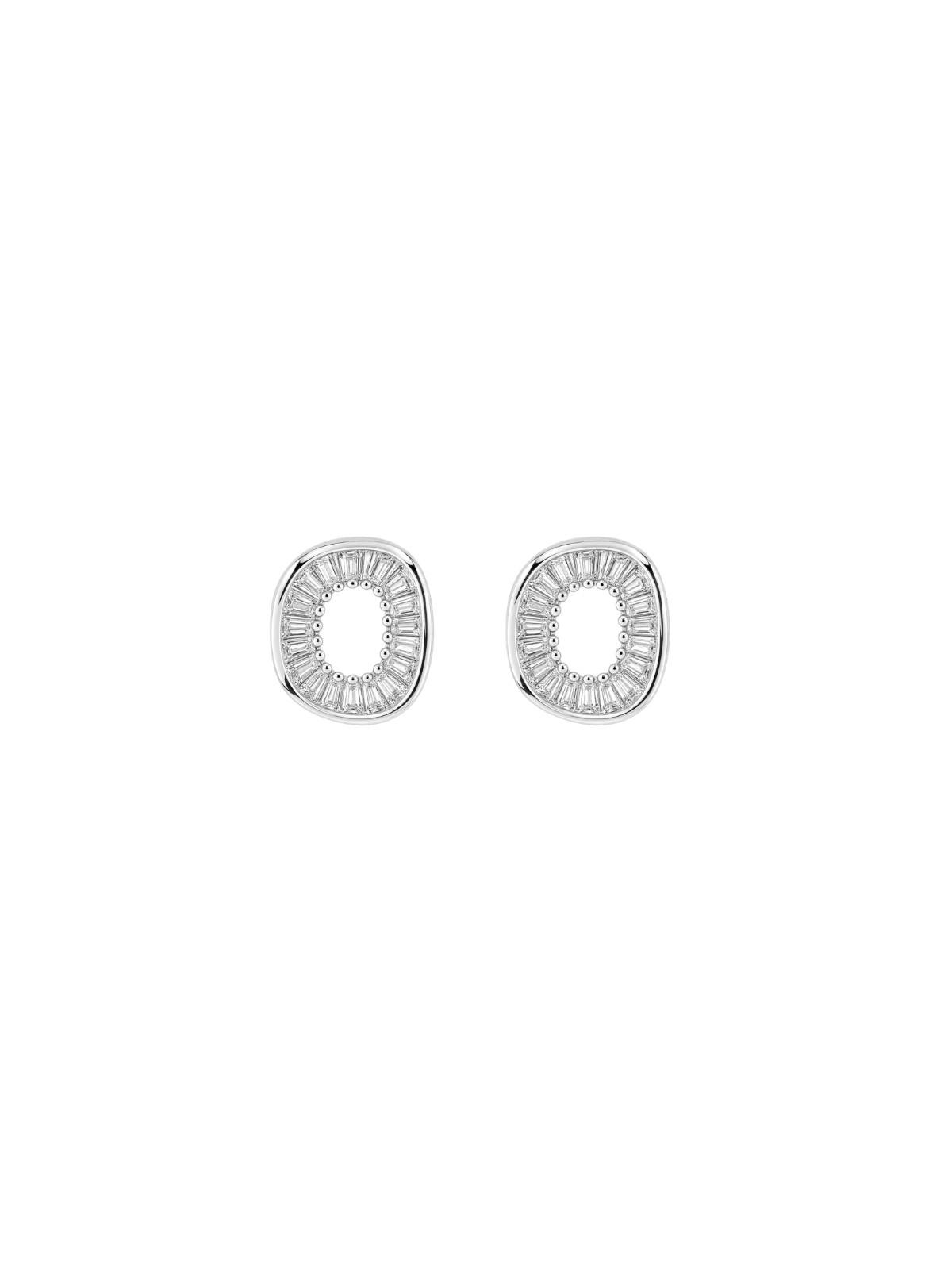 Pendientes plata motivo oval con circonitas blancas