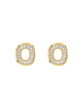 Pendientes dorados motivo oval con circonitas blancas