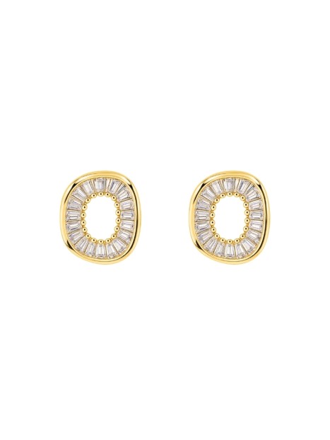 Pendientes dorados motivo oval con circonitas blancas