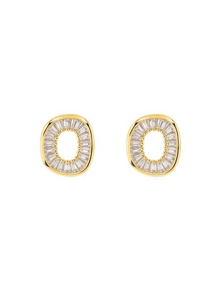 Pendientes dorados motivo oval con circonitas blancas