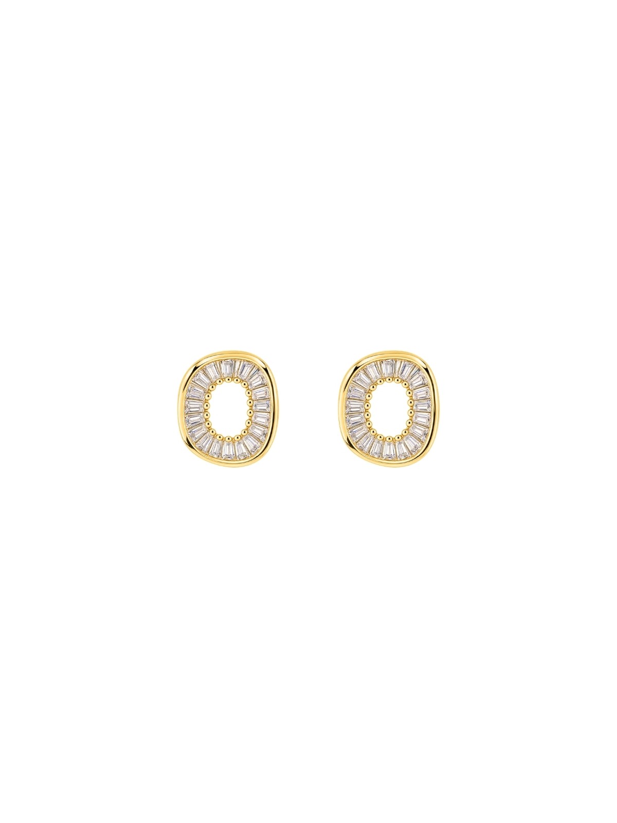 Pendientes dorados motivo oval con circonitas blancas