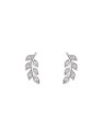 Pendientes de presión con hojas y circonitas blancas