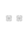 Pendientes de presión flor cuatro pétalos con circonitas blancas