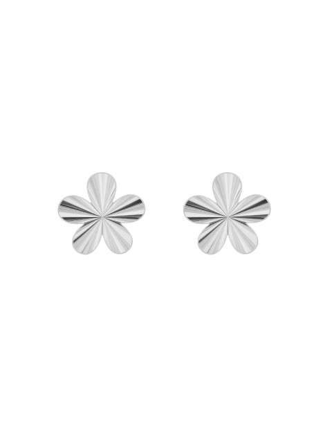 Pendientes de presión flor con relieve en Plata de Ley 925