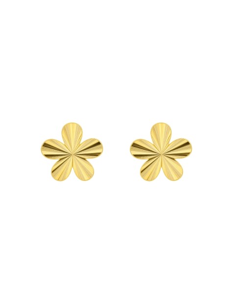 Pendientes de presión dorados flor con relieve