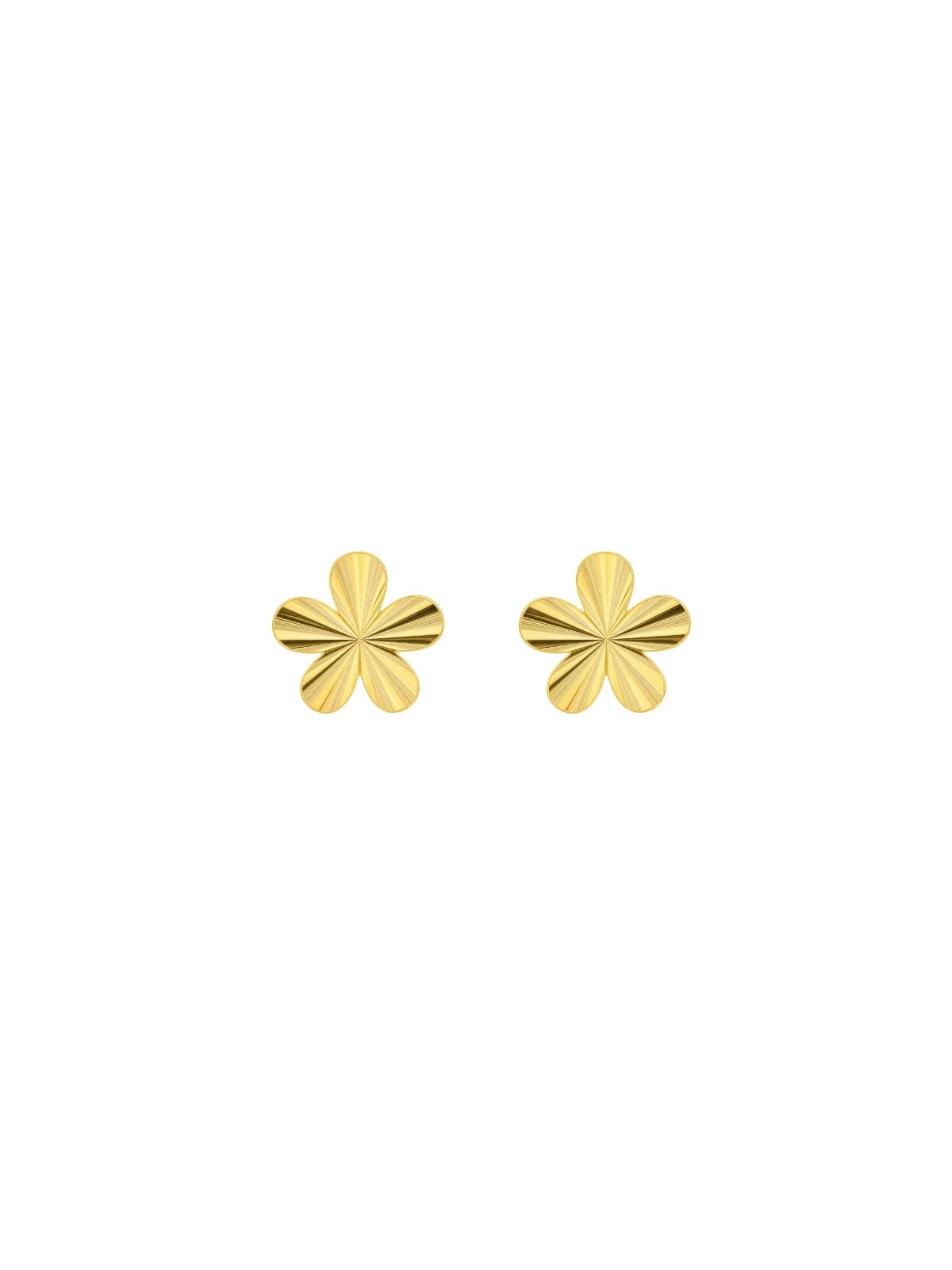 Pendientes de presión dorados flor con relieve