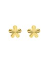 Pendientes de presión dorados flor con relieve